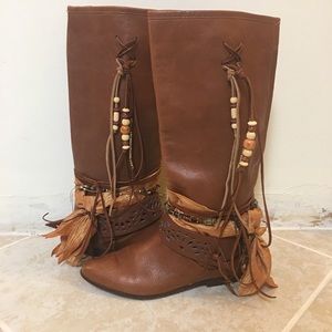 Sz 5.5 Tall Reddish Brown Riding Boots UPCycled